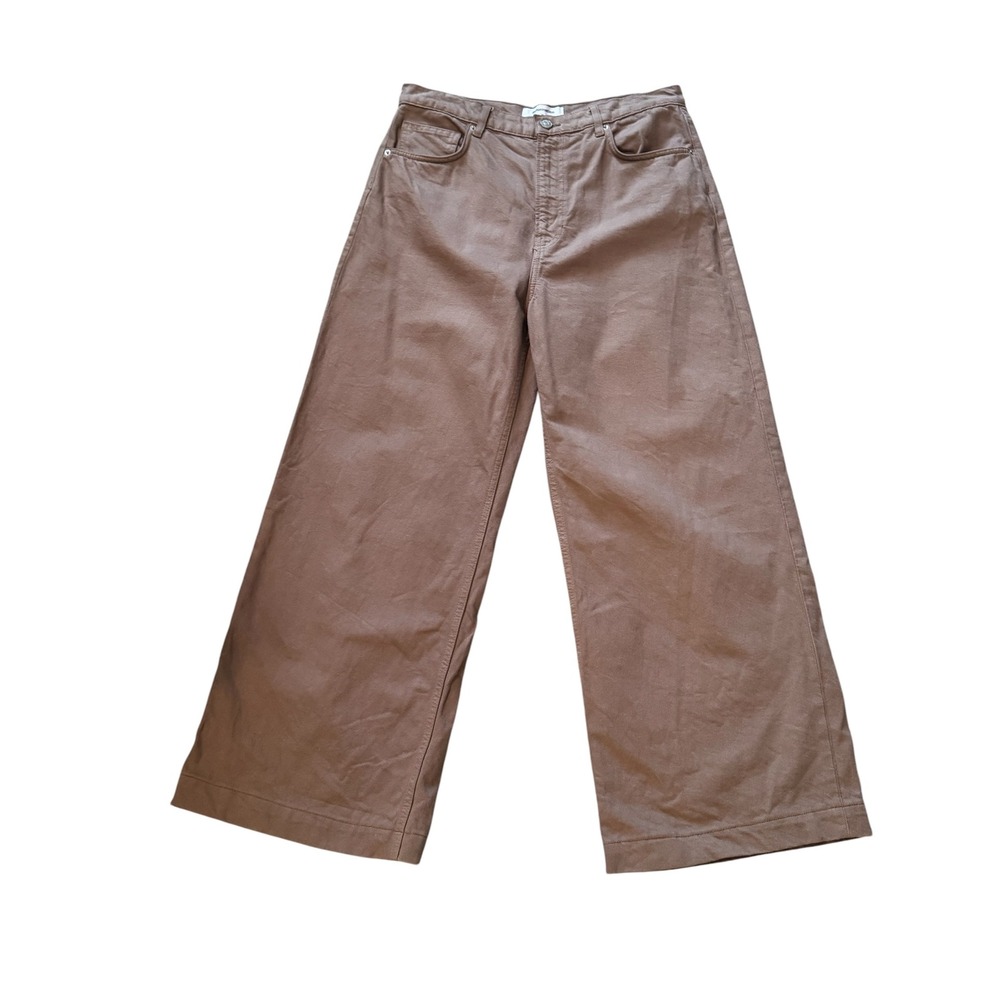 Reformation Cary High Rise Slouchy Wide Leg Jeans Mushroom Brown 30 Organic